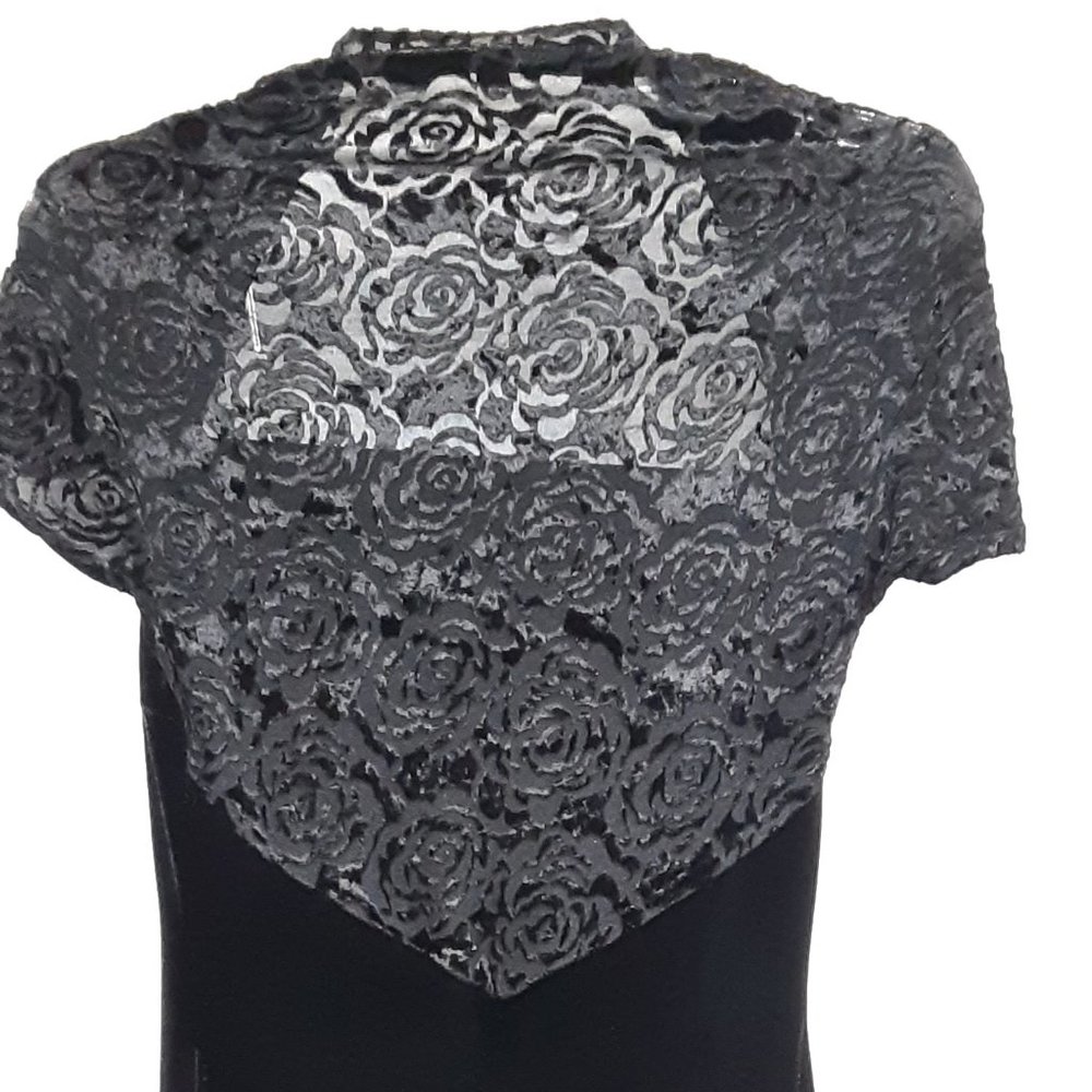 "My Michelle" Long Black Dress with rose burnout design